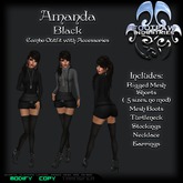 [FPI] Amanda Black - Complete Mesh Suspender Shorts Outfit with Stockings, Jewelry & Boots