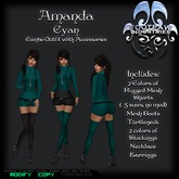 [FPI] Amanda Cyan - Complete Mesh Suspender Shorts Outfit with Stockings, Jewelry & Boots