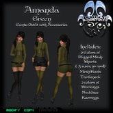 [FPI] Amanda Green - Complete Mesh Suspender Shorts Outfit with Stockings, Jewelry & Boots