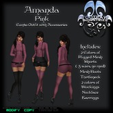 [FPI] Amanda Pink - Complete Mesh Suspender Shorts Outfit with Stockings, Jewelry & Boots