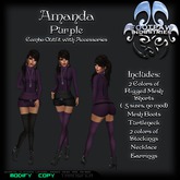 [FPI] Amanda Purple - Complete Mesh Suspender Shorts Outfit with Stockings, Jewelry & Boots