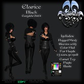 [FPI] Clarice Black - Complete Sexy Female Pants Outfit with Rigged Mesh Bolero with Hands, Corset Top, & Boots