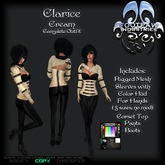 [FPI] Clarice Cream - Complete Sexy Female Pants Outfit with Rigged Mesh Bolero with Hands, Corset Top, & Boots