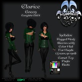 [FPI] Clarice Green - Complete Sexy Female Pants Outfit with Rigged Mesh Bolero with Hands, Corset Top, & Boots