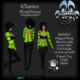 [FPI] Clarice Neon Green - Complete Sexy Female Pants Outfit with Rigged Mesh Bolero with Hands, Corset Top, & Boots