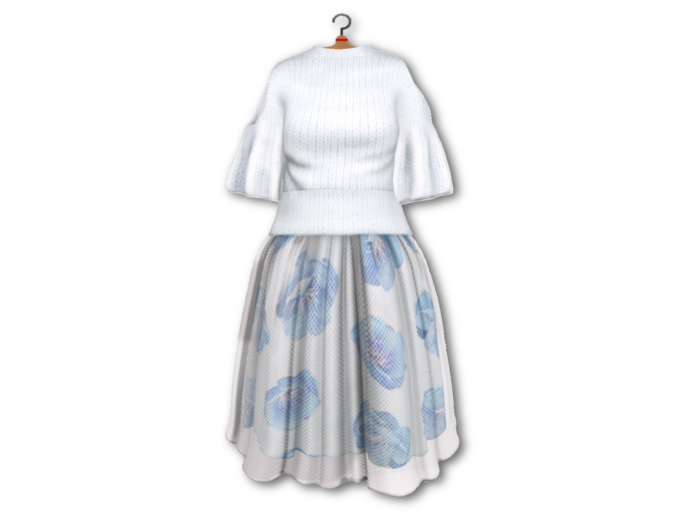 {amiable}Mesh Cutaway Shoulder Top&Flower Tulle Skirt05