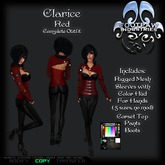 [FPI] Clarice Red - Complete Sexy Female Pants Outfit with Rigged Mesh Bolero with Hands, Corset Top, & Boots