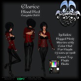 [FPI] Clarice Blood Red - Complete Sexy Female Pants Outfit with Rigged Mesh Bolero with Hands, Corset Top, & Boots