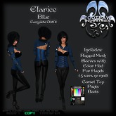 [FPI] Clarice Blue - Complete Sexy Female Pants Outfit with Rigged Mesh Bolero with Hands, Corset Top, & Boots