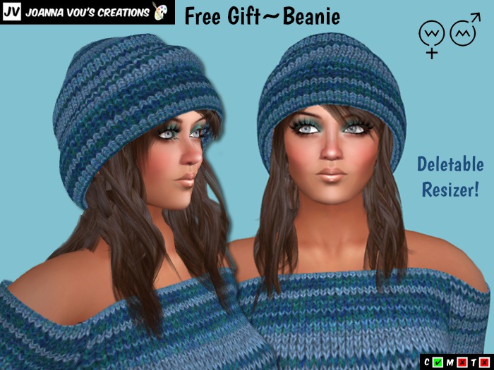 ::JV::Free Gift~Beanie-Blue/Green Knit