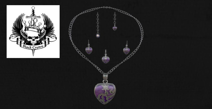 Black Crown Heart Jewelry set