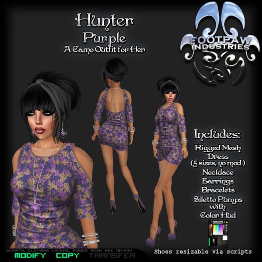 [FPI] Hunter Purple - Complete Sexy Female Camo Outfit comes with Jewelry & Shoes