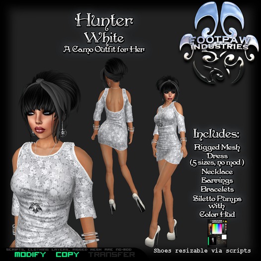 [FPI] Hunter White - Complete Sexy Female Camo Outfit comes with Jewelry & Shoes