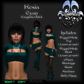 [FPI] Kesia Cyan - Complete Sexy Female Skirt Outfit comes with Jewelry, stockings & Shoes