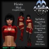 [FPI] Kesia Red - Complete Sexy Female Skirt Outfit comes with Jewelry, stockings & Shoes