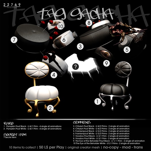 22769 ~ [bauwerk] Voodoo Pouf Black - COMMON