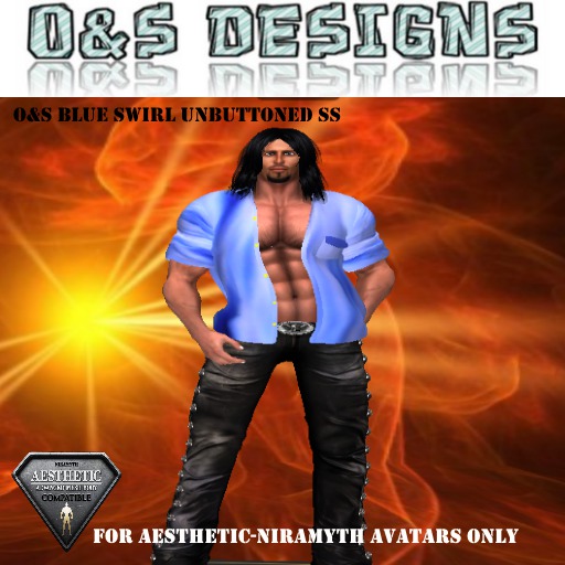 O & S BLUE SWIRL UNBUTTONED SS