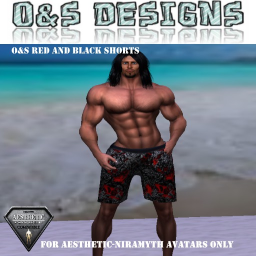 O & S RED AND BLACK SHORTS