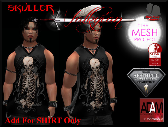 ~Valkyrian~ Mens SKULLER JERSEY TOP (BOXED)