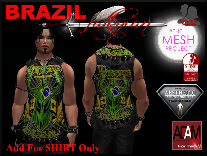 ~Valkyrian~  Mens BRAZIL JERSEY TOP (BOXED)