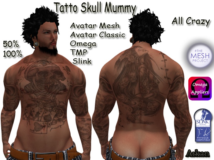 .::Arkan::. Tattoo Upper Skull Mummy (50%,100%)