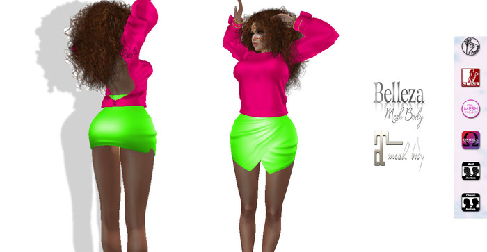 FIRU_FITMESH_TULIP DRESS GREEN PINK