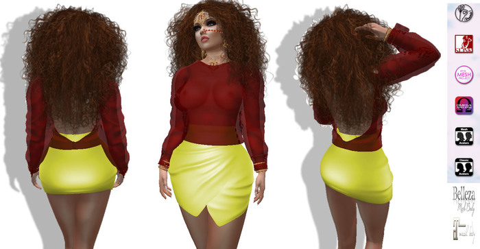 FIRU_FITMESH_TULIP DRESS RED YELLOW