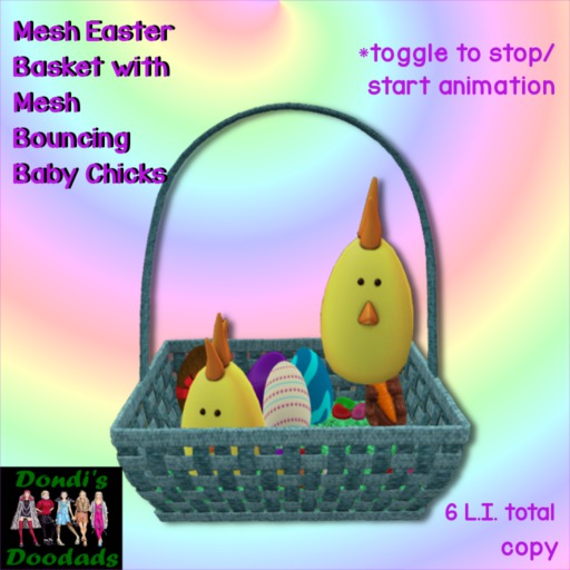 Dondi's Doodads Mesh Easter Basket with Bouncing Baby Chicks