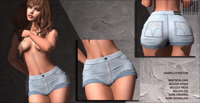 :ESSENCE: High Waist Cuffed Shorts ' LIGHT BLUE