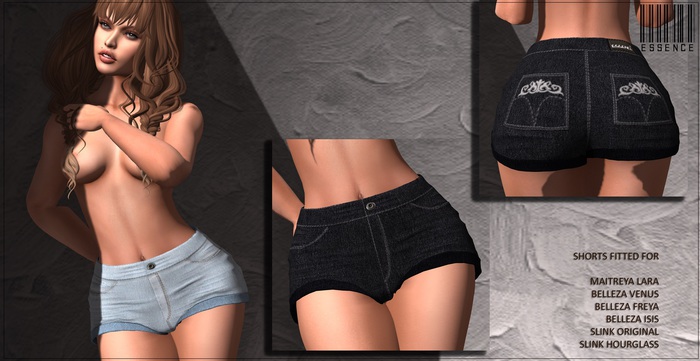 :ESSENCE: High Waist Cuffed Shorts ' BLACK