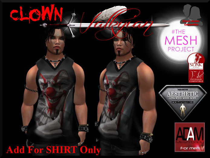 ~Valkyrian~ Mens -Clown- JERSEY TOP (BOXED)