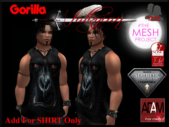 ~Valkyrian~ Mens -Gorilla-  JERSEY TOP (BOXED)