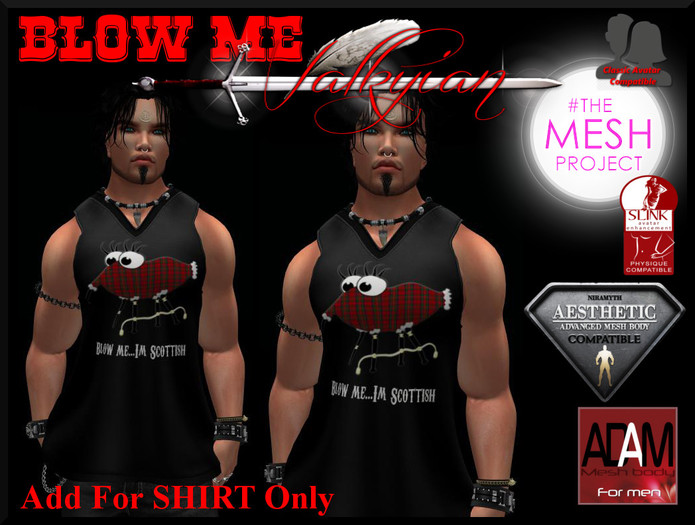~Valkyrian~ Mens - BLOW ME- JERSEY TOP (BOXED)