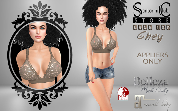 :SC: LACE TOP ~ Chey in Brown (Only Appliers)