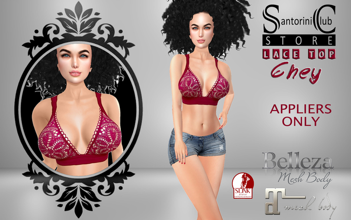 :SC: LACE TOP ~ Chey in Cherry Red (Only Appliers)