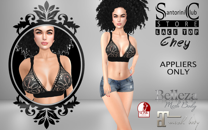 :SC: LACE TOP ~ Chey in Black (Only Appliers)