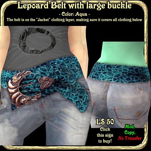 Wunderlich's aqua Leopard Belt
