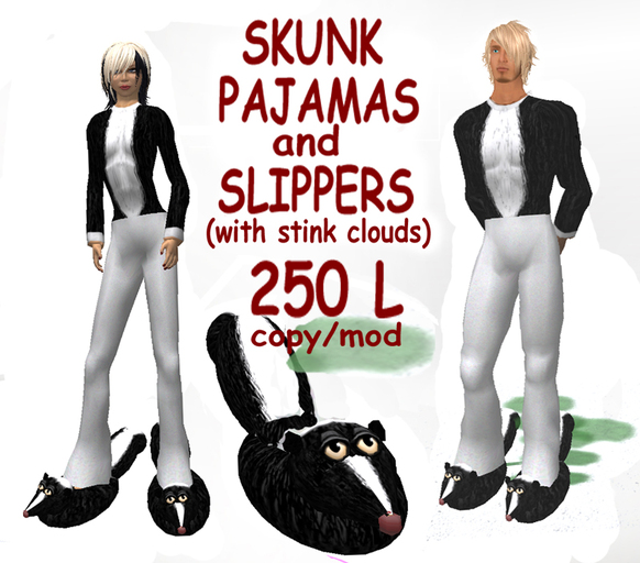 Skunk Pajamas and Slippers