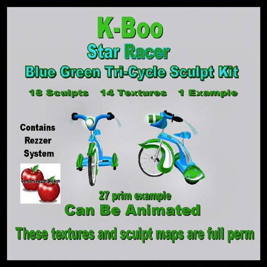 K-Boo Racer Star Blue Green Tri-Cycle Sculpt Kit