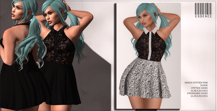 :ESSENCE:SKATER DRESS MISSY BLACK/WHITE