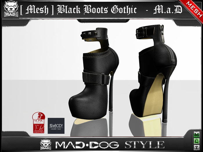 [ Mesh ] Black Boots Gothic   -  M.a.D