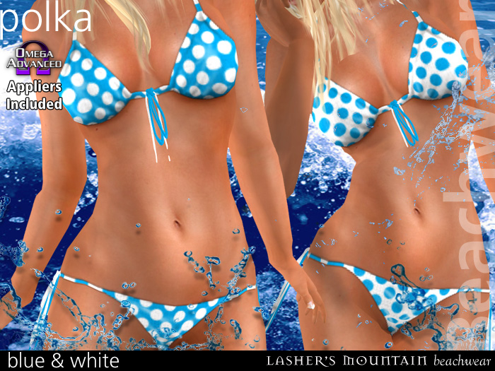 lunar - azul y blanco - triángulo superior del traje de baño micro bikini conjunto con Omega aplicadores