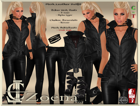 Second Life Marketplace - .:LC:. Zoena Mesh Leather Complete Outfit ~ black