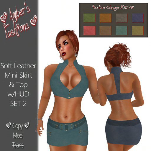 DEMO A's Fashions Soft Leather Mini Skirt and Top w/HUD set 2