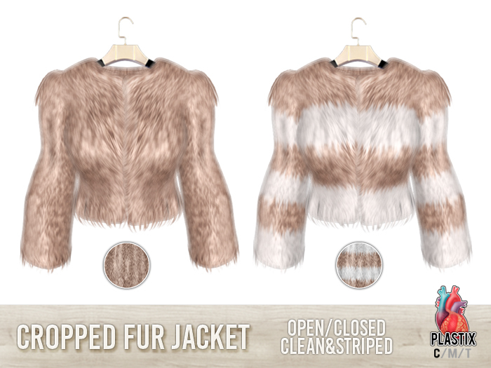 PLASTIX - Cropped Fur Jacket (Beige)
