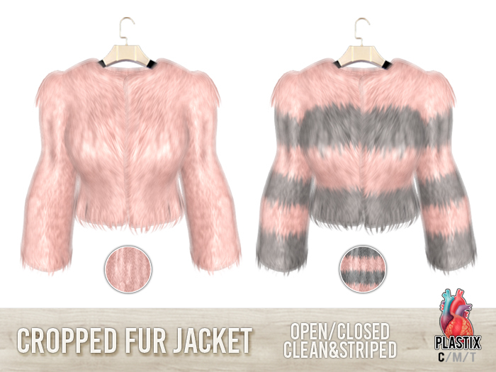 PLASTIX - Cropped Fur Jacket (Peach)