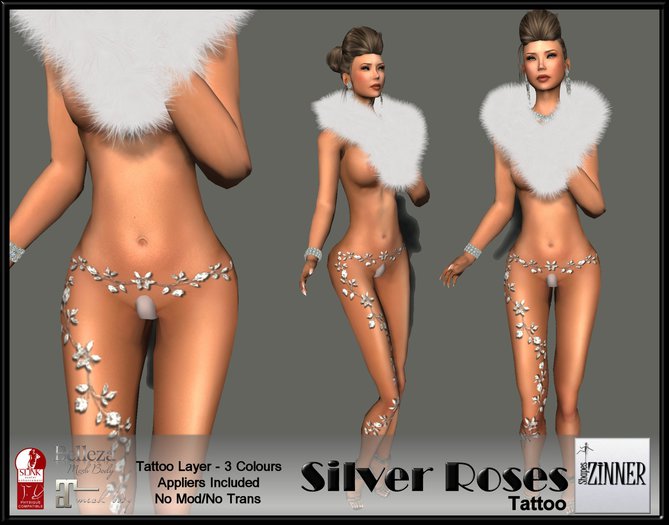 Zinner Shapes - Silver Roses Tattoo