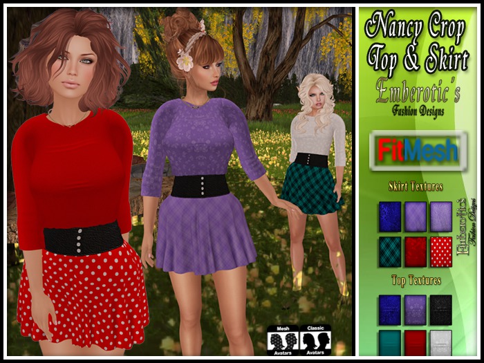 Nancy Spring Crop Top and Skirt and Texture Changing Hud