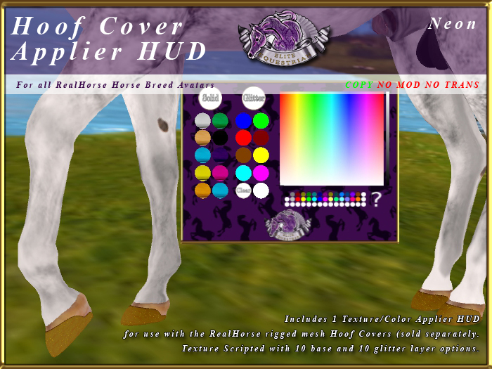 *E* RealHorse Hoof Cover Texture HUD [BOXED] Neon