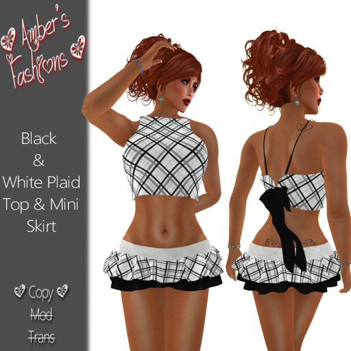 <3 A's Fashions <3 Black & White Plaid Top & Mini Skirt